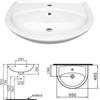Diana Vitra Lavabo Lavabo Da Mano 45 - 65 Cm Bianco Da Muro
