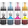 KONGMING inchiostro per epson 104 compatibile 4 pezzi
