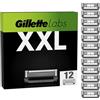 Gillette Labs XXL 12 Lamette Gillette Da Barba di Ricambio per Rasoio Barba Manuale, da 5 Lame Affilate in Acciaio, Comfort e profondità, Compatibile con i Rasoi Labs, Idea Regalo