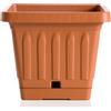 Crazystock selected Vaso Quadrato 30 Cm. Con Sottovaso color Terracotta