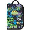 Mitama Astuccio Scuola 4 Zip, Nero, Portapenne Triplo Scomparto Completo Di Penne, Matite, Colori, Accessori Zaino, Scuola Elementare, Bambino