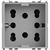 4Box 4B.V20N.H21 Presa Multistandard 1 Schuko o 2 Bipasso Compatibile con Vimar Eikon, 250 V, Argento