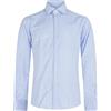 Xacus - Camicia bianca a righe celeste in cotone Tailor fit per uomo