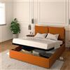 Baldiflex LETTO MATRIMONIALE CONTENITORE ECOPELLE RETE A DOGHE IN LEGNO LICIA 140x200 cm