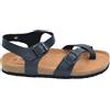Malu Shoes Sandalo basso donna nero ragnetto con fibbia regolabile fascette incrociata line