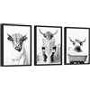 97 Decor Decorazione da parete con immagini di mucca, 30,5 x 40,6 cm, decorazione per il bagno, divertente stampa artistica da parete con mucca delle Highland in bianco e nero nella vasca da bagno,
