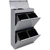 ARREGUI Top CR622-B Pattumiera Differenziata 4 Scomparti | 4x17 L (68 L) | Contenitore in Acciaio con Cassetto Superiore | Mobile per Raccolta Differenziata | Cestino per Spazzatura da Cucina | Grigio