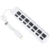 HUB USB 7 PORTE CIABATTA MULTIPRESA SDOPPIATORE ADATTATORE SPLITTER INTERRUTTORI