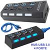 HUB 4 PORTE USB 3.0 PC SPLITTER MULTIPORTA CIABATTA MULTIPRESA ADATTATORE