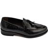 Malu Shoes Scarpe uomo mocassino elegante cerimonia in vera pelle lucida nera con nappe fon