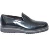 Malu Shoes Scarpe uomo mocassino pelle nero lucido abrasivato fondo righo grigio squaletto