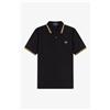 Fred Perry 🔵Fred Perry Polo Originale Doppia Riga M12 Uomo col.157 Nero/Champagne New FW25