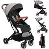 MoMi ESTELLE Passeggino Leggero per bambini da 6 mesi fino a 15 kg - pieghevole da viaggio, cinture a 5 punti, schienale reclinabile, cappottina estensibile, ruote EVA, posizione verticale da chiuso