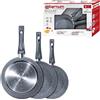 Aeternum Tris Padelle Pietra Antiaderente 20-24-28 cm Set Cucina Induzione - Madame Petra