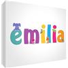 Little Helper LHV-EMILIA-A6BLK-15IT Pannello Decorativo Neonato/Battesimo Idea Regalo, Disegno Personalizzabile con Nome da Ragazza Emilia, Multicolore, 10.5 x 14.8 x 2 cm