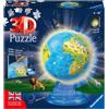 Ravensburger - Puzzle 3D, Globo Night Edition con Luce, Impara la Geografia in I