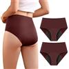 CARER Healthcare Incontinence Pregnancy Carer Confezione da 2 Mutande per Incontinenza Donna ad Alta Assorbenza Intimo per il Ciclo con Protezione Giorno e Notte Slip Protettivi a Vita Alta per il Ciclo Da 50 ml a 100 ml Bordeaux M