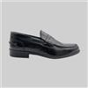 Mocassini Uomo Scarpe Fondo Cuoio College Pelle Lucida Nero Made in Italy