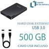 HDD HARD DISK ESTERNO 500 GB 2,5" USB 3.0 AISENS PER VIDEO MUSICA FOTO DATI