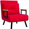 DecHome Poltrona Letto 3 in 1 con Schienale Reclinabile Rosso DecHome