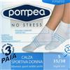 POMPEA 6 PAIA CALZINO SPORTIVO ELASTICO POMPEA BIKE UOMO DONNA NO STRESS BIANCO-NERO