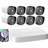 Tenda Kit Videosorveglianza Esterno 4MP, 8CH 4K NVR (fino a 10TB) con 1TB HDD e 8X Telecamera PoE, Rilevamento Intelligente di Persona, Visione Notturna di 50M, Accesso Remoto, K8P-4TR-1T