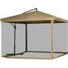 VivaGarden Ombrellone da Giardino a Braccio con Zanzariera 3x3 m Beige BGEF313