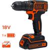 Black & Decker (TG. 3/8_pollice) Black + Decker trapano avvitatore 18 V, nero, BDCDC18K1-QW - N