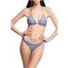 WIKINI bikini triangolo foderato lurex riga blu/panna FRU FRU RIGHE MADE IN ITA