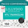 LILLYDOO Pannolini LILLYDOO, taglia 4 (9+ kg), 150 pz, delicati sulla pelle | Extra morbidi, 0% profumi e lozioni, dermatologicamente testati: assicurano un'ottima protezione dalle fuoriuscite