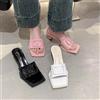 Ciabatte Sabot Donna Aperte Punta Quadrata Con Fibbia E Tacco Largo 5 Cm CF42259