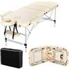 Yahee-2014 Lettino da Massaggio Portatile Pieghevole Professionale 3 Zone Alluminio Beige