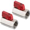 uxcell 1/2 NPT Ottone Mini Sfera Valvola,2pz NPT Femmina Femmina Valvola,Rosso
