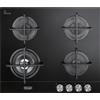 De Longhi Piano Cottura 4 Fuochi a Gas 60 cm Vetro Griglie ghisa Nero De Longhi NSL460NCM
