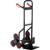 Relaxdays Carrello Portapacchi per Scale, Carrellino Pieghevole da Trasporto Trolley Saliscale Fino a 200 kg, Nero Rosso
