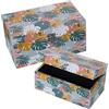 DRW Set di 2 scatole rettangolari in legno MDF e tela poliestere con fogli 30 x 18 x 15 cm e 24 x 14 x 12 cm