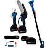 Quanzou Kit Potatura Forbice + Motosega con Asta Telescopica 2 Batterie 21V Cesoia Sega