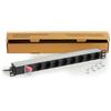 LINK multipresa da rack LKMP08S con 8 prese schuko e coperchio di protezione per armadi rack 19 pollici in metallo con cavo 1,75 metri capacità 3,5 kW confezione 1 unità