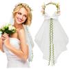 BETESSIN Coroncina con Velo Sposa Bianco con Fiore Cerchietto per Decorazione