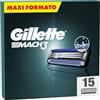 Gillette Mach3 Base 15 Lametta Di Ricambio Per Rasoio Barba Gillette, Con Striscia Lubrificante Per Una Scorrevolezza Fluida E Rivestimento Della Lama Progettato Per Ridurre