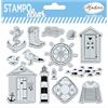 Aladine - Stampo Clear Mer - 14 timbri trasparenti per scrapbooking, carteria, tempo libero creativo - pesci, gabbiani, marineria, barca, faro, fiocco, conchiglia, vacanze - 04244