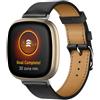 Senza Marca/Generico Per Fitbit Versa 4 / Sense 2 Cinturino universale in vera pelle (nero)