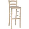 okaffarefatto Sgabello alto da bar in legno grezzo da verniciare h 80 cm seduta in massello