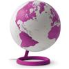 Tecnodidattica Atmosphere Evolve Velvet Agata - Mappamondo dal Design Scandinavo con lampada a colori, Cartografia Politica in lingua inglese, Diametro 30 cm e Made in Italy