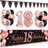 Bluelves Decorazioni 18 Anni Compleanno Oro Rosa Nero,Compleanno Addobbi P
