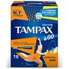 Tampax & Go Super Plus, 18 assorbenti interni con applicatore in plastica, dotati di presa antiscivolo e doppio cordino protettivo. Ideali per flussi molto abbondanti