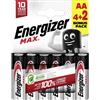 Energizer Max Batteria Stilo (AA) Alcalina/manganese 1.5 V 6 pz.