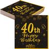 TOPWAYS 40 Anni Compleanno Decorazioni Tovaglioli 40 pezzi Oro Nero To