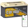 Power Queen 12V 140Ah LiFePO4 Batteria con Bluetooth, 150 A BMS & Max.1920 W Potenza camper