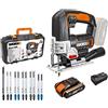 WORX Seghetto Alternativo a Batteria 18V (20V MAX) 24mm WX543.2, Â±45Â° Angolo I